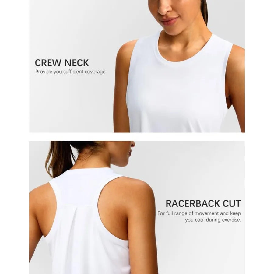 Women's Workout Tops Racerback Athletic Tank Tops Sleeveless Loose Fit Yoga Running Gym Shirts for Women