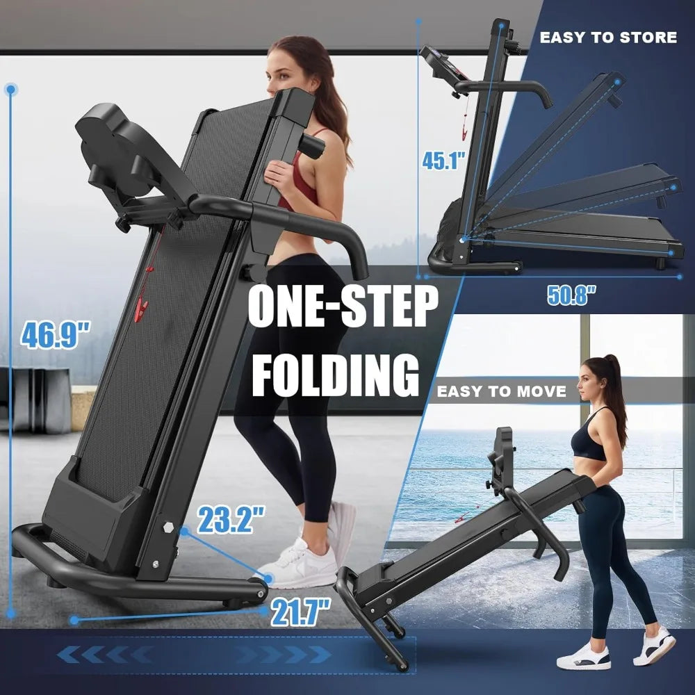 Foldable Treadmills for Home, Portable Treadmill with Handles, 2.5HP Treadmills 300 lb Capacity, APP Control, Fitness Folding W