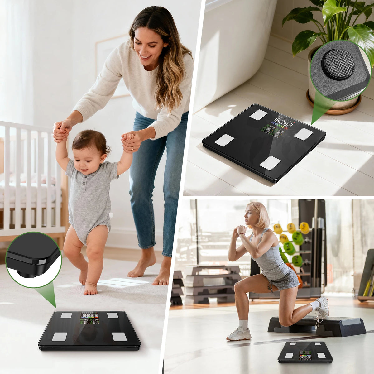Arboleaf Smart Body Fat Scale 500lb, 5.35" LED Digital Bathroom Scale with 14 Body Composition Metrics, Bluetooth App, 11.8" Large Platform