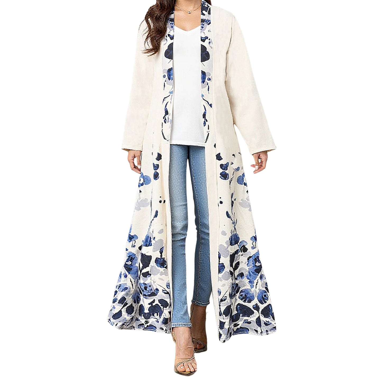 Women s Stylish Abaya with Intricate Floral Design Long Sleeves and Flowy Silhouette - Perfect for Islamic Prayers and Casual