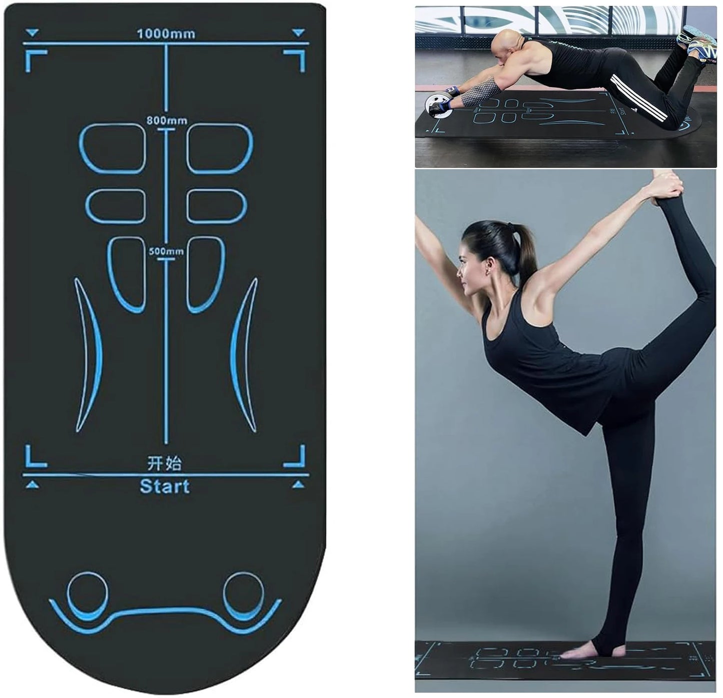 Yoga Mat For Abdominal Plate Ab Roller Wheel Yoga Anti-slip Shock Absorber Mute Exercise Floor Pilates Workouts For Women Men