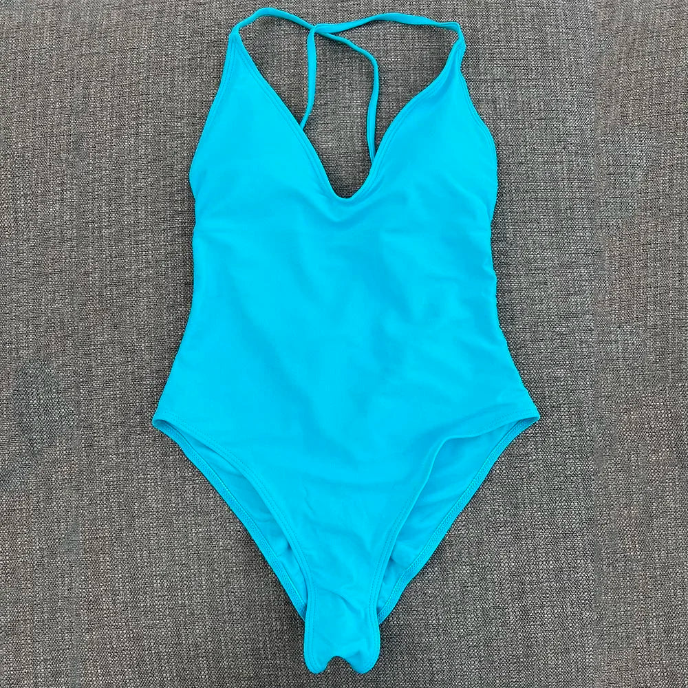 Solid One-Piece Swimsuit Women Swimwear 2025 New Bikini Sexy Bodysuit Plus Size Bathing Suit Swimming Suit maillot de bain femme