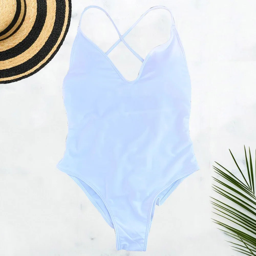 Solid One-Piece Swimsuit Women Swimwear 2025 New Bikini Sexy Bodysuit Plus Size Bathing Suit Swimming Suit maillot de bain femme
