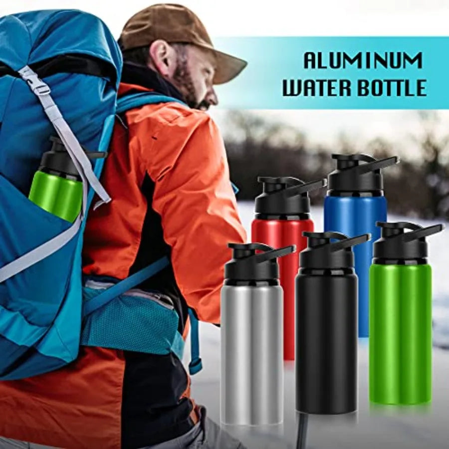 10 Pack Water Bottles Bulk, 20oz Sports Aluminum Water Bottle with Snap Lids Metal Reusable Leak proof Personalized Bottle for