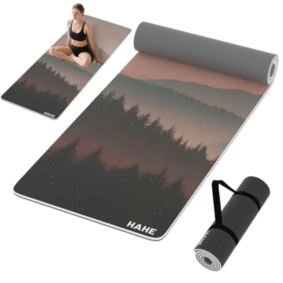 Yoga Mat Thick 8MM1/3" Eco-Friendly POE Non Slip Yoga Mat High Rebound and Shock Absorption Anti-Tear and Sweat-Resistant for Y