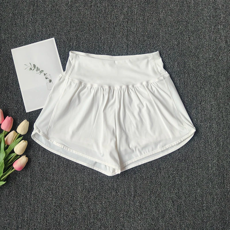 Women's High-Waist Yoga Shorts Fitness Running With Pocket Cycling Shorts Sports Shorts Summer Breathable Workout Gym Shorts