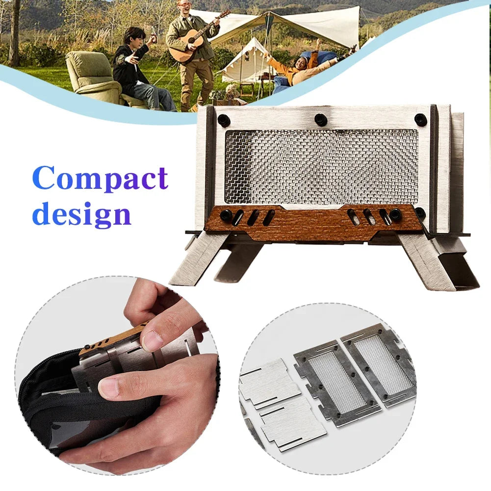 Camping Incense Burner Stainless Steel Small Charcoal Stove Desktop Bonfire Stove for Outdoor Home Desk