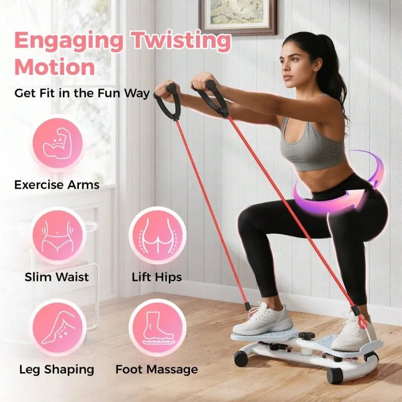 Twist Waist Disc Board with Resistance Bands, Multifunctional Home Fitness Foot‑Twist Exercise Machine, Portable Waist‑Shaping Leg Training Equipment for Indoor Workout