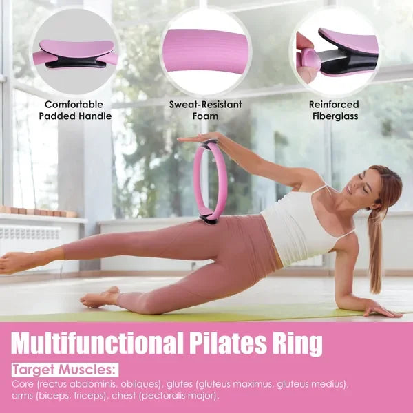 14Pcs Pilates Ring Essentials-Kit For Women With Yoga Ball Arm Stretcher 5 Resistant Bands-Figure 8 Resistant Band Elastic Band Non-slip Socks Yoga Strap