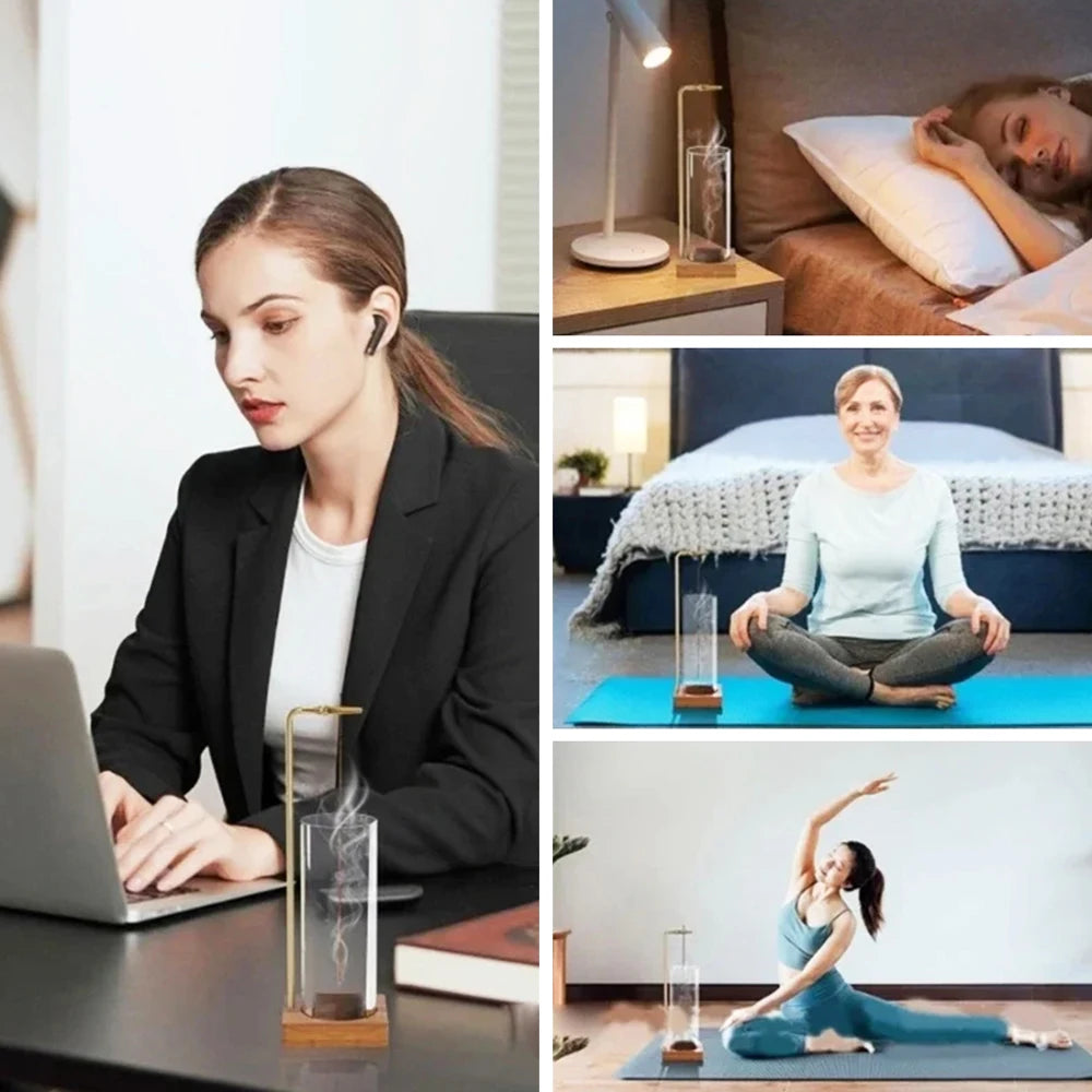 Upside Down Incense Holder for Sticks with Glass Ash Catcher Anti-Ash Flying Incense Burner for Yoga Home Decoration