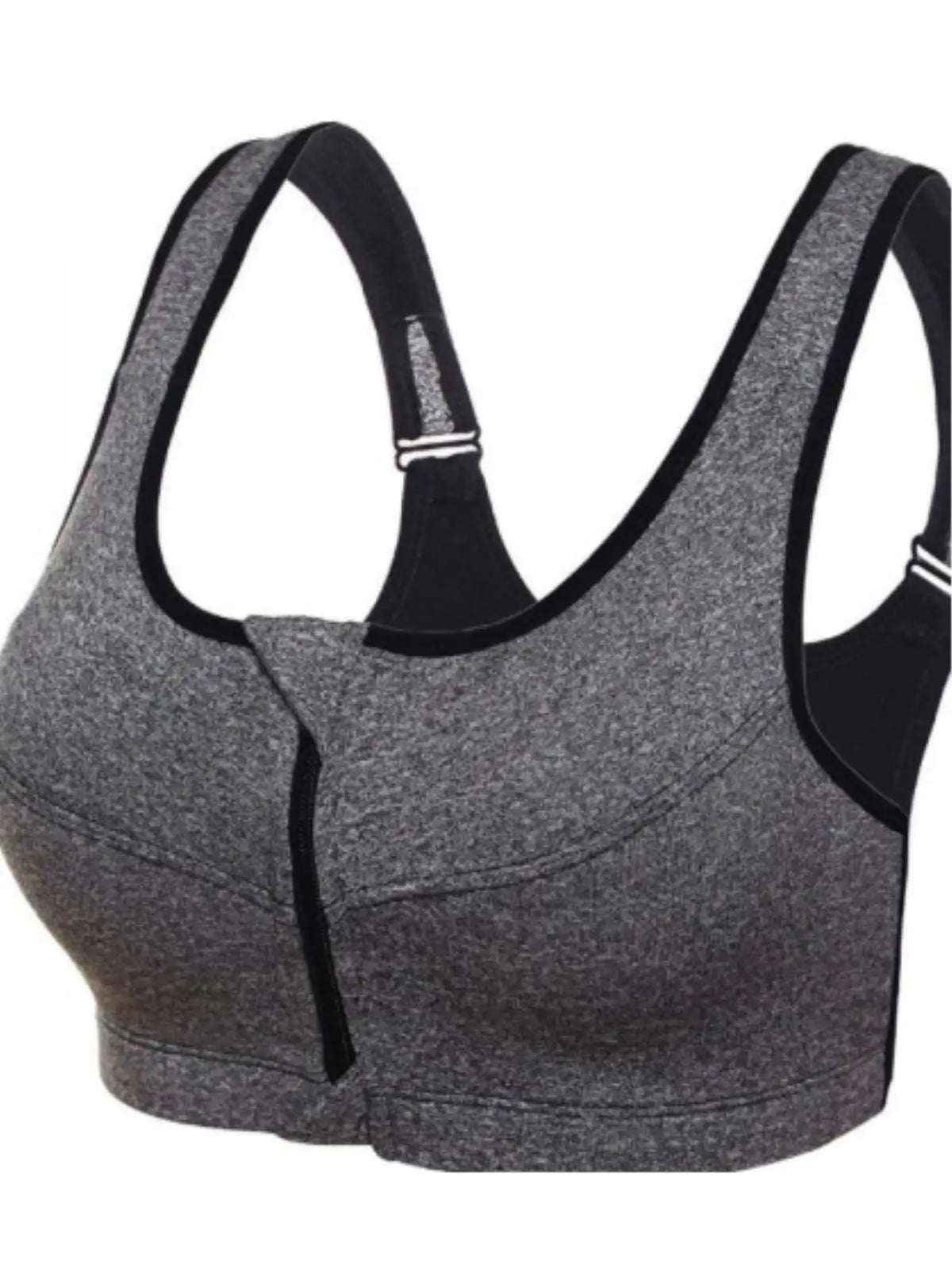 Adjustable Front Zip Wire Free High Support Sports Bra | Shock Resistant Workout Undergarment For Running Fitness