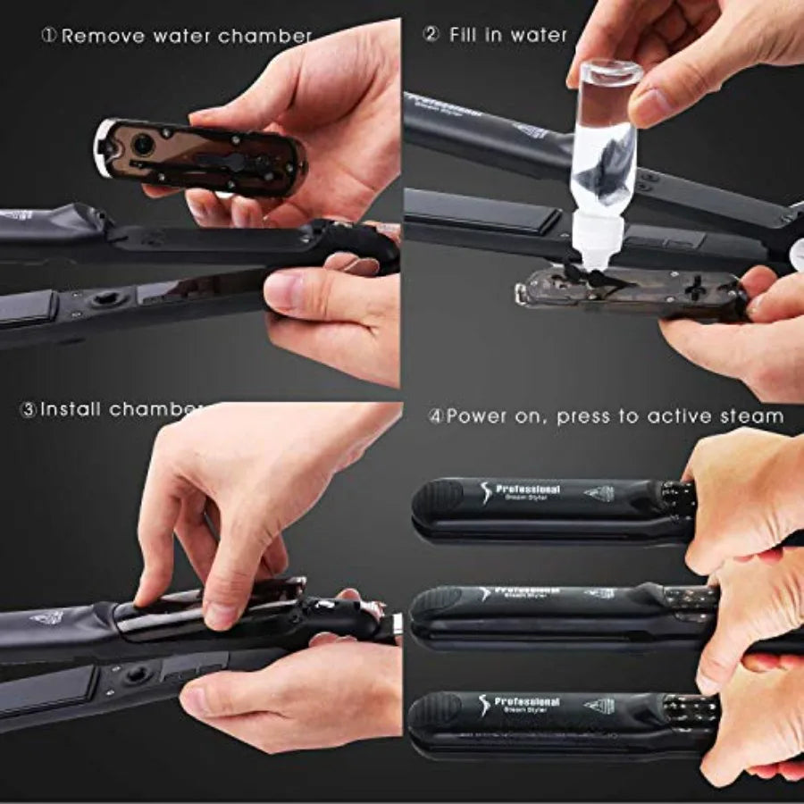 DORISILK Steam Straightener for Hair Professional Steam Flat Iron Salon Ceramic Tourmaline Vapor Steam Ionic Straightening Iron