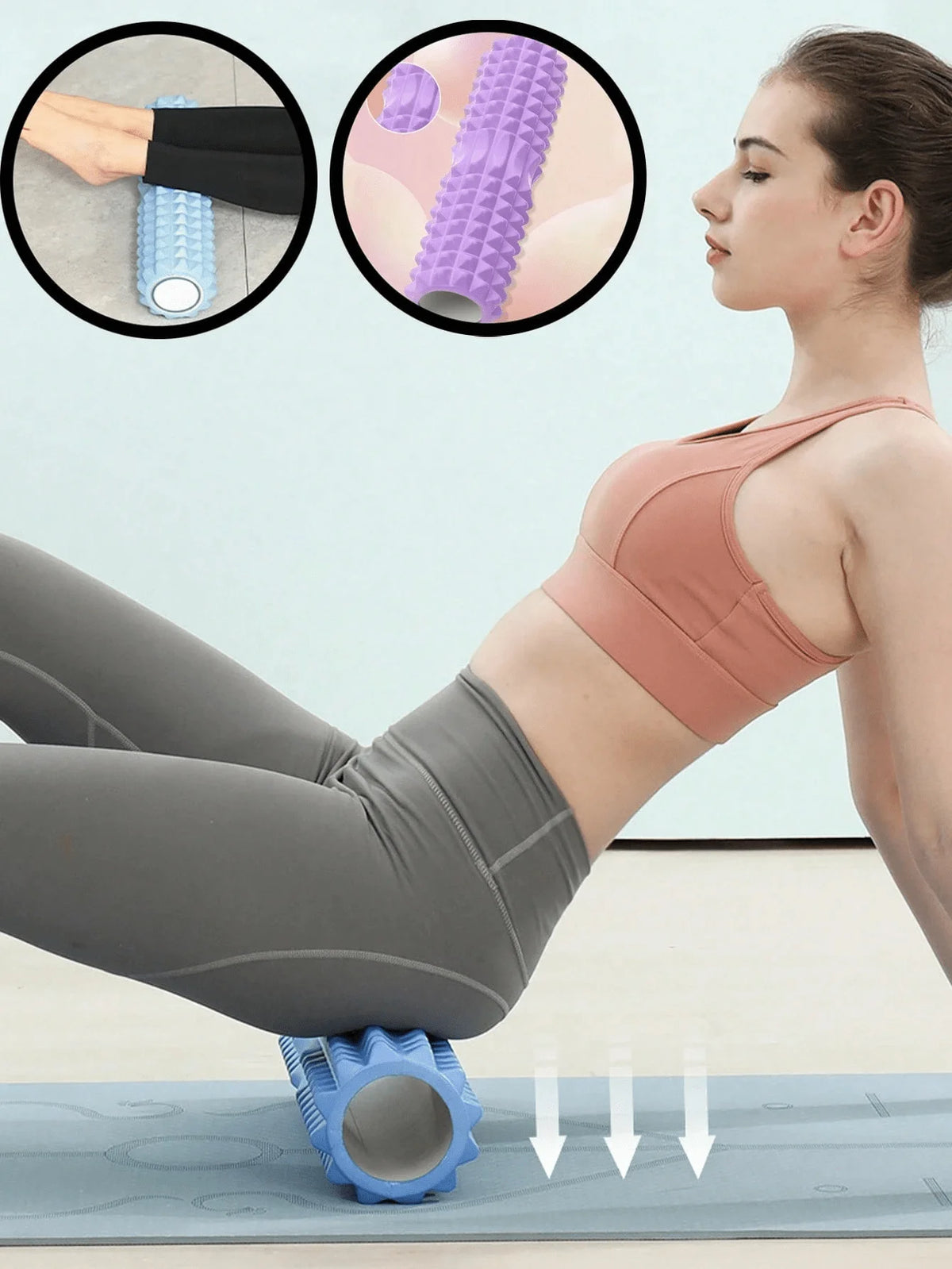 1pc Pink Foam Yoga Massage Roller, For Muscle Relaxation And Flexibility Training - Textured Surface For Deep Tissue Massage, Ideal For Yoga, Pilates And Fitness, Yoga Accessories | Textured Roller | Lightweight Roller, Yoga