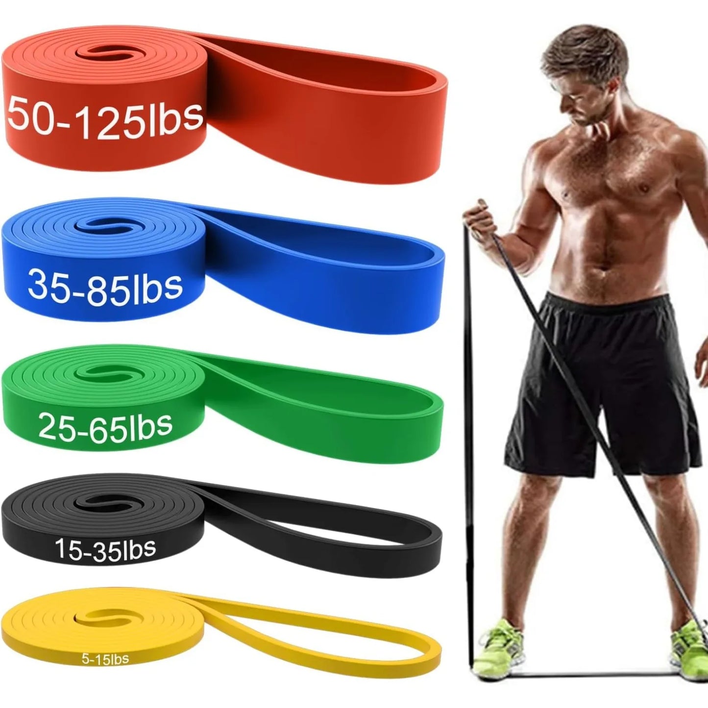 Resistance Bands, Pull Up Assist Bands - Workout Bands, Eexercise Bands, Long Resistance Bands Set for Working Out, Fitness