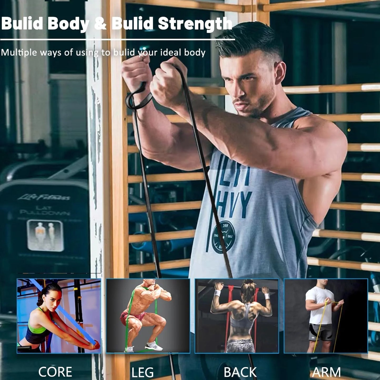 Resistance Bands, Pull Up Assist Bands - Workout Bands, Eexercise Bands, Long Resistance Bands Set for Working Out, Fitness