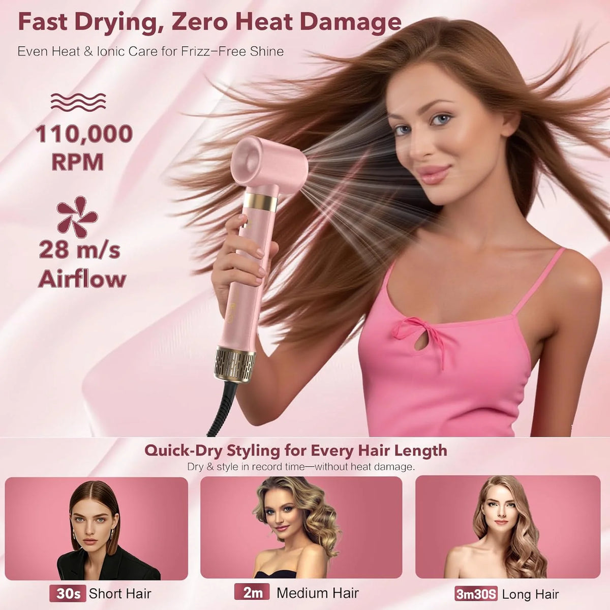Mythsight 6-in-1 Air Styler & Hair Dryer Brush, Auto-Wrap Curler L/R, Fast Drying Volumizing Hot Air Brush, Smooth Blowout, Root Lift, No Heat Damage, Anti-Frizz, Gifts for Women