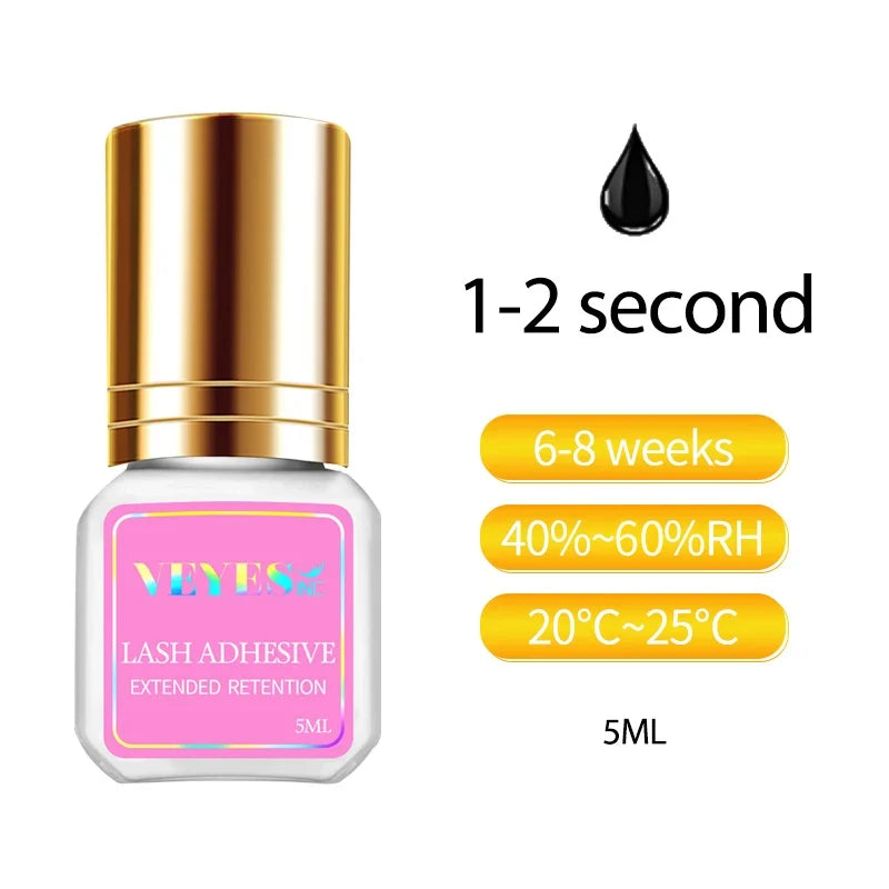 Veyes Inc 5ml Eyelash Extensions Glue Veyelash 1-2 Second Fast Drying Lash Adhesive 7 Weeks Retention Volume Glue Makeup Tools
