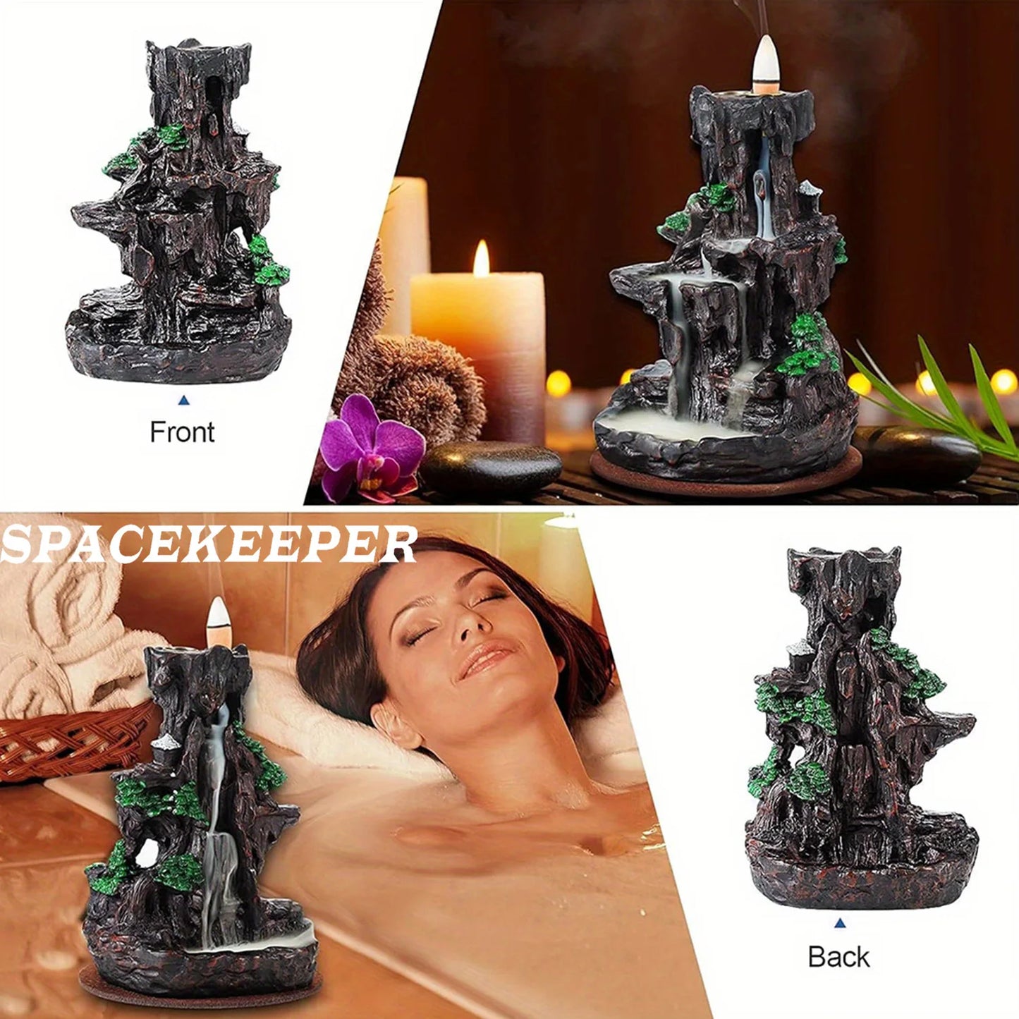 Waterfall incense burner tower 120 backflow incense sticks+30 incense sticks are suitable for home office yoga aromatherapy.