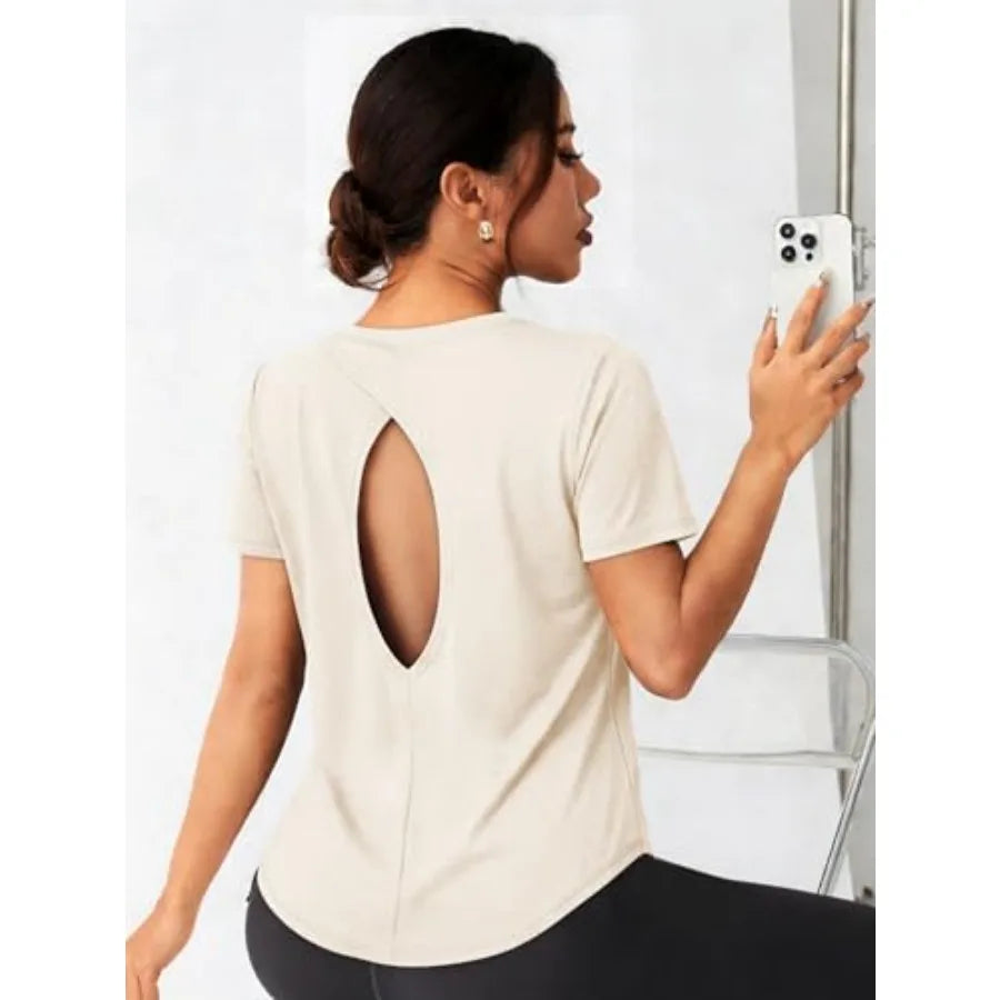 Alaroo Open Back Workout Tops for Women Short Sleeve Yoga Pilates Outfits Athletic Gym Shirts Fitness Clothing Summer 2026
