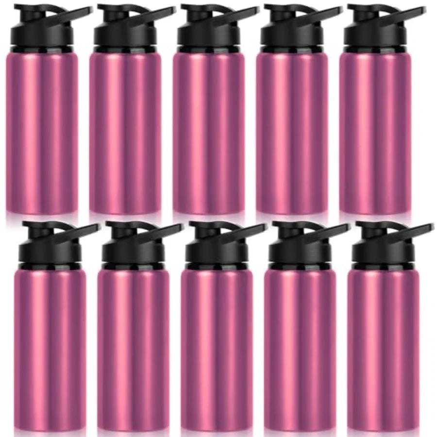 10 Pack Water Bottles Bulk, 20oz Sports Aluminum Water Bottle with Snap Lids Metal Reusable Leak proof Personalized Bottle for