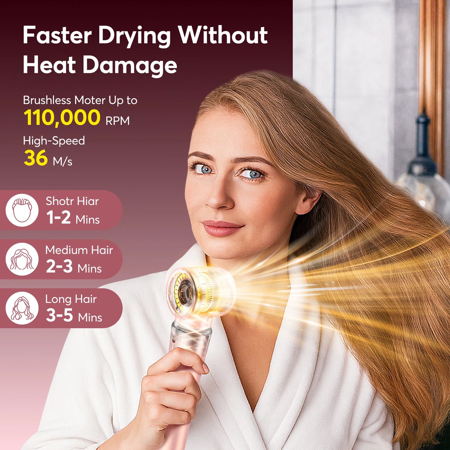 5 in 1 Hair Styler with Travel Bag Air Wrap 1200W Hair Dryer Straightening & Blow Dryer Brush for Multiple Styling Home Hotel