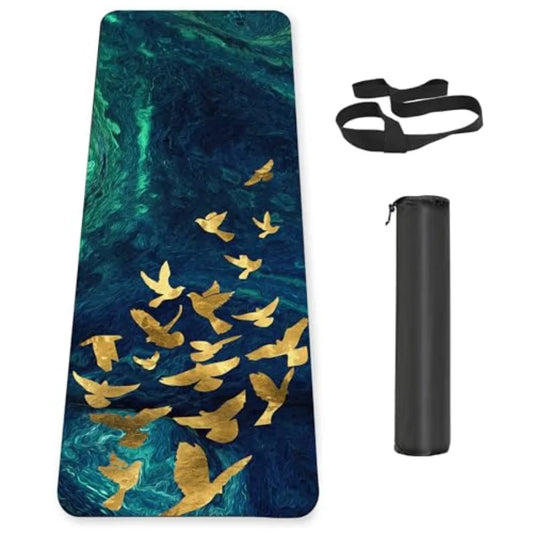 Non Slip Yoga Mat TPE Workout Mat for Men Women Thick Workout Mat with Carrying Strap Fitness Mats for Exercise Yoga Fitness Pi