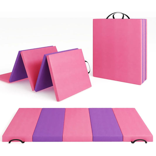 Folding Gym Mat Thicken Extra Firm High Density Tumbling Exercise Mat for Home Gym,Gymnastics,Martial Arts,Yoga&Pilates,Non-Slip