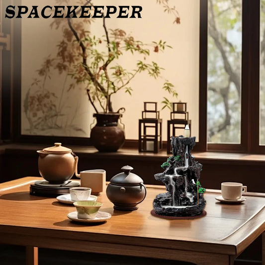 Waterfall incense burner tower 120 backflow incense sticks+30 incense sticks are suitable for home office yoga aromatherapy.