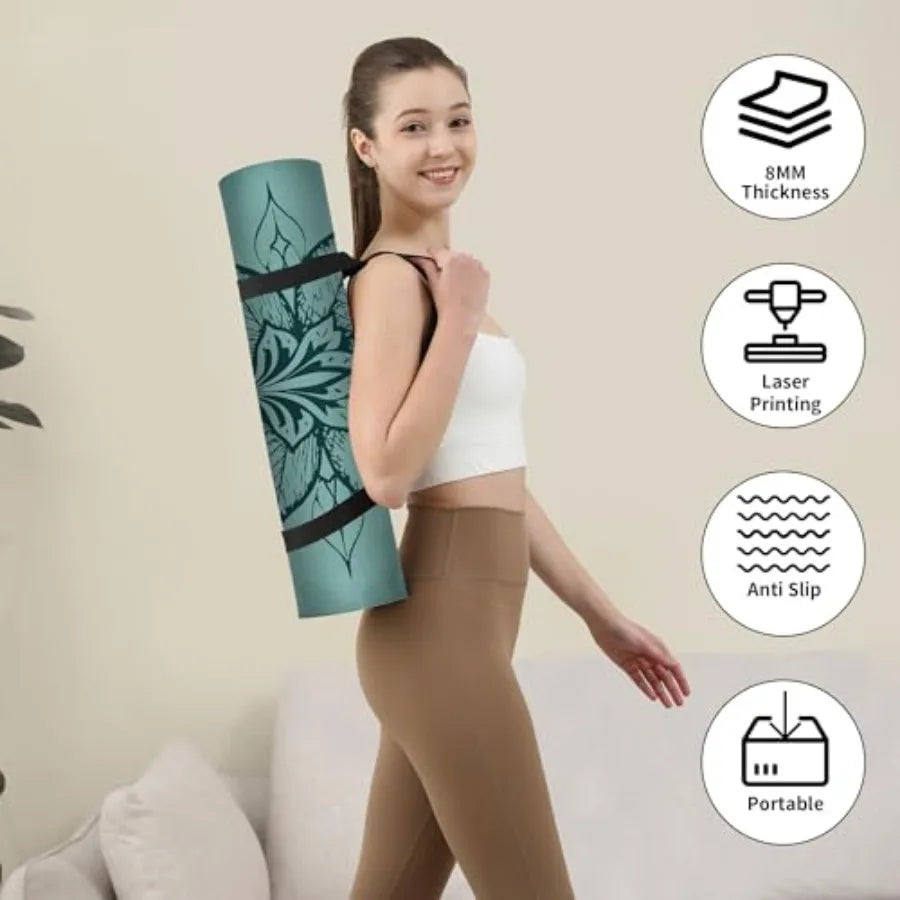 Yoga Mat Thick 8MM1/3" Eco-Friendly POE Non Slip Yoga Mat High Rebound and Shock Absorption Anti-Tear and Sweat-Resistant for Y