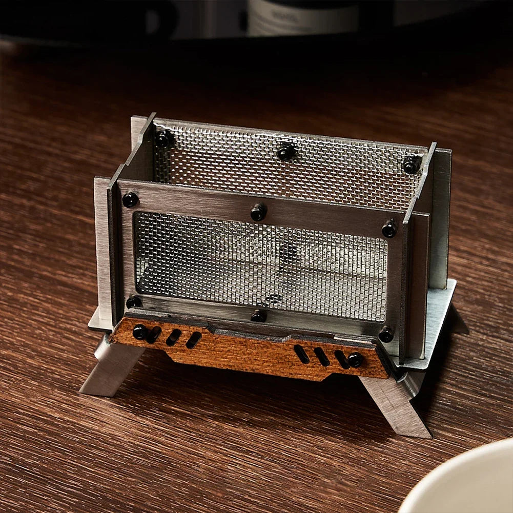 Camping Incense Burner Stainless Steel Small Charcoal Stove Desktop Bonfire Stove for Outdoor Home Desk