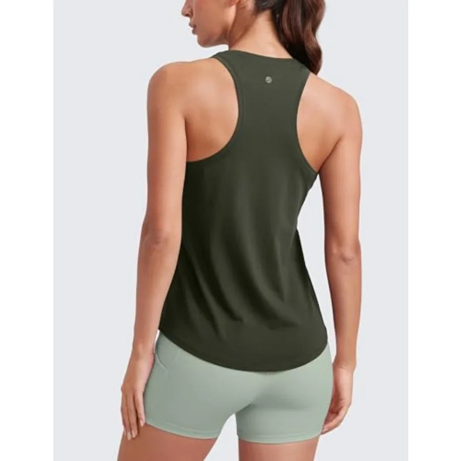 CRZ YOGA Pima Cotton Racerback Tank Tops for Women - Workout Athletic Casual Soft Scoop Neck Sleeveless Shirts