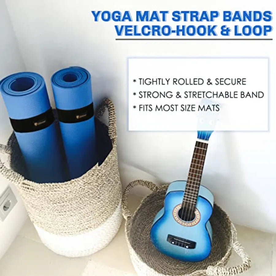 Aolamegs Yoga Mat Strap, Heavy Duty Bungee Straps Band, Wrap Organizer for Yoga Mat/Workout/Exercise 20" L x 2" W