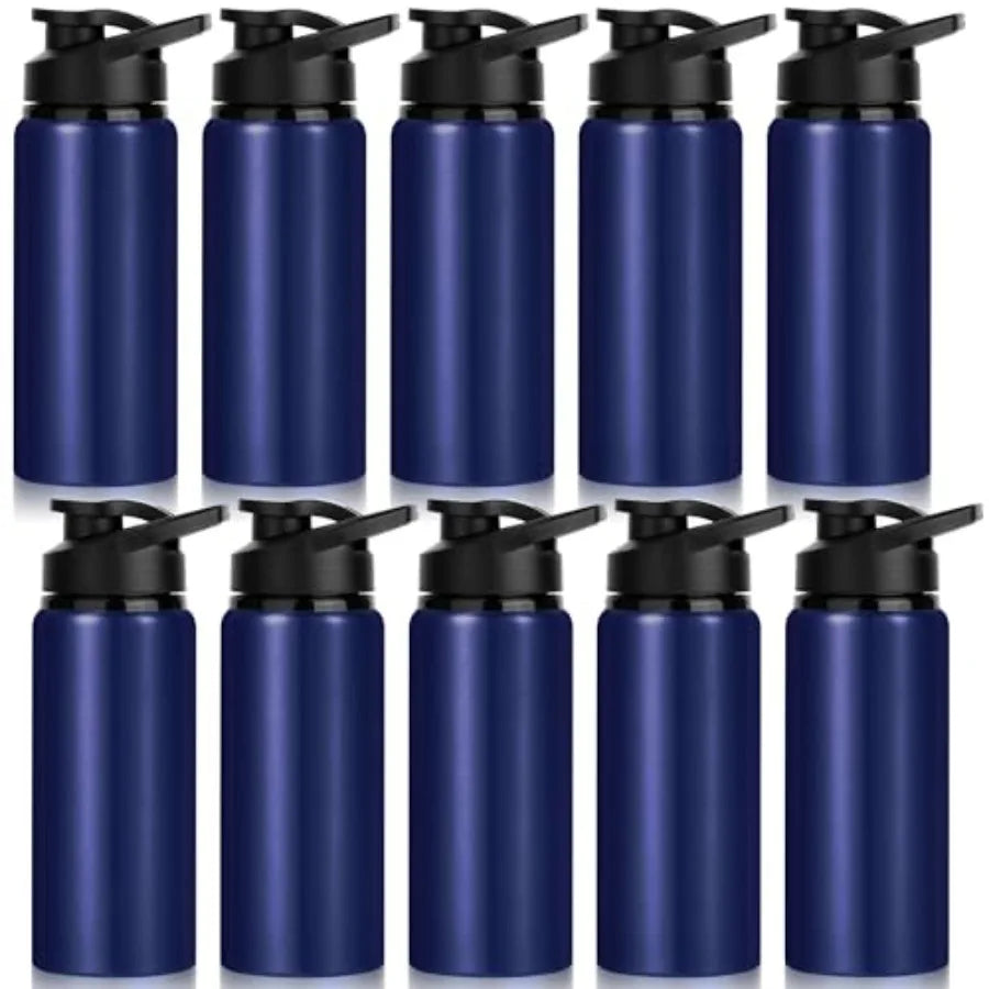 10 Pack Water Bottles Bulk, 20oz Sports Aluminum Water Bottle with Snap Lids Metal Reusable Leak proof Personalized Bottle for