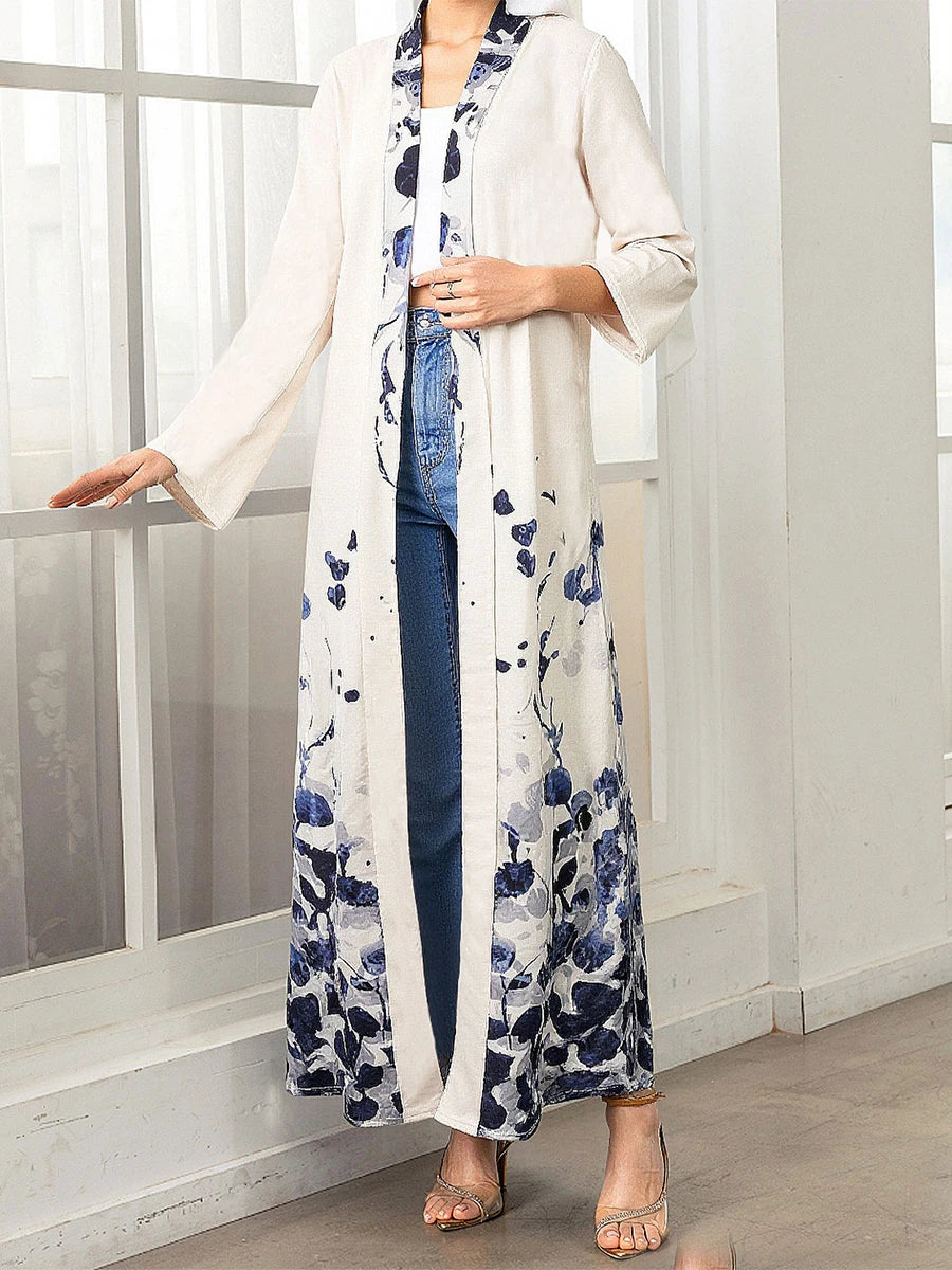 Women s Stylish Abaya with Intricate Floral Design Long Sleeves and Flowy Silhouette - Perfect for Islamic Prayers and Casual