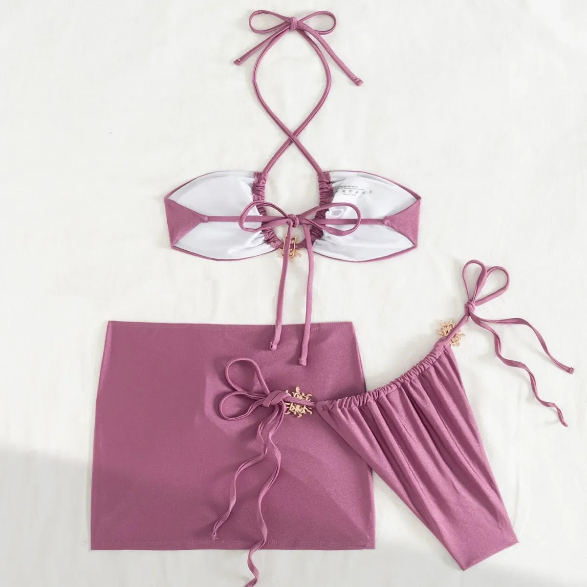 3 Piece Micro Bikini Set with Mini Skirt Women Swimsuit 2025 Swimwear Sexy Bikini Push Up Beachwear Bathing Suit