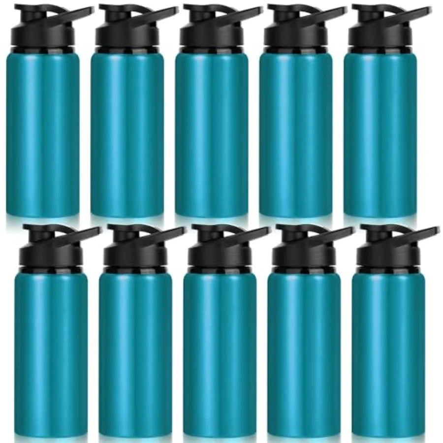 10 Pack Water Bottles Bulk, 20oz Sports Aluminum Water Bottle with Snap Lids Metal Reusable Leak proof Personalized Bottle for