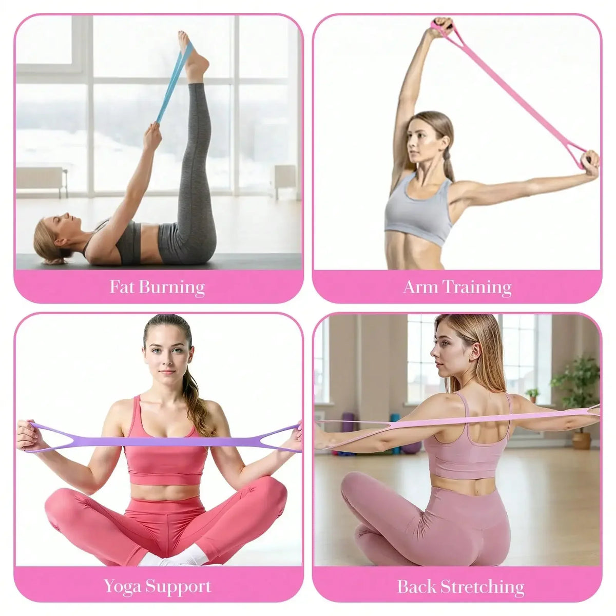 2026 3pcs Exercise Band, Figure 8 Fitness Resistance Band, Arm Back Shoulder Training Elastic Ropes, Silicone Resistance Band For Chest Expander, Yoga Gym