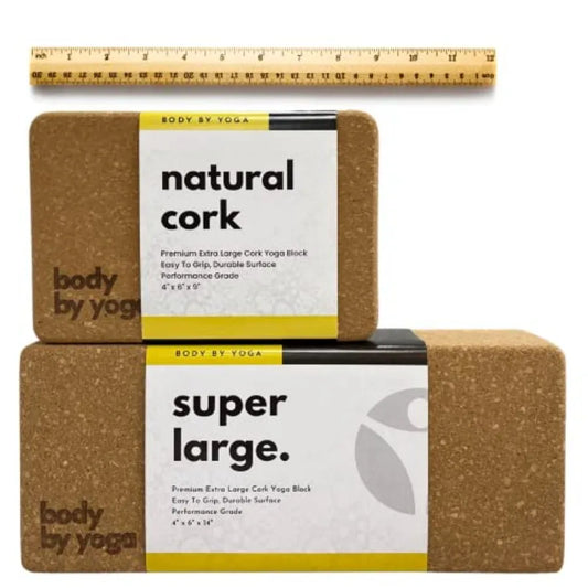 Freedom Block World's Tallest Cork Yoga Block 14" x 6" x 4" Extra Large Yoga Block for Better Support, Balance and Flexibility