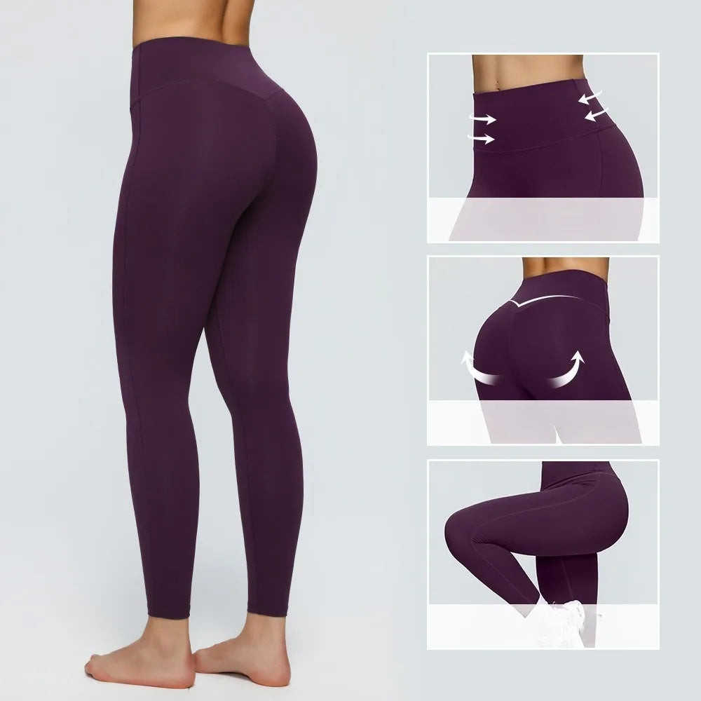 Women's Naked-Skin Yoga Leggings, High Stretch Quick Dry Butt Lifting Tight Fitness Pants for Outdoor Jogging Casual Daily & Street Wear