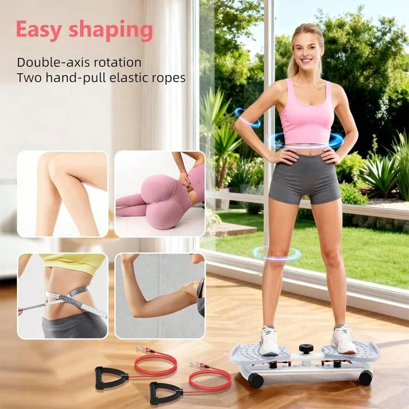 Twist Waist Disc Board with Resistance Bands, Multifunctional Home Fitness Foot‑Twist Exercise Machine, Portable Waist‑Shaping Leg Training Equipment for Indoor Workout
