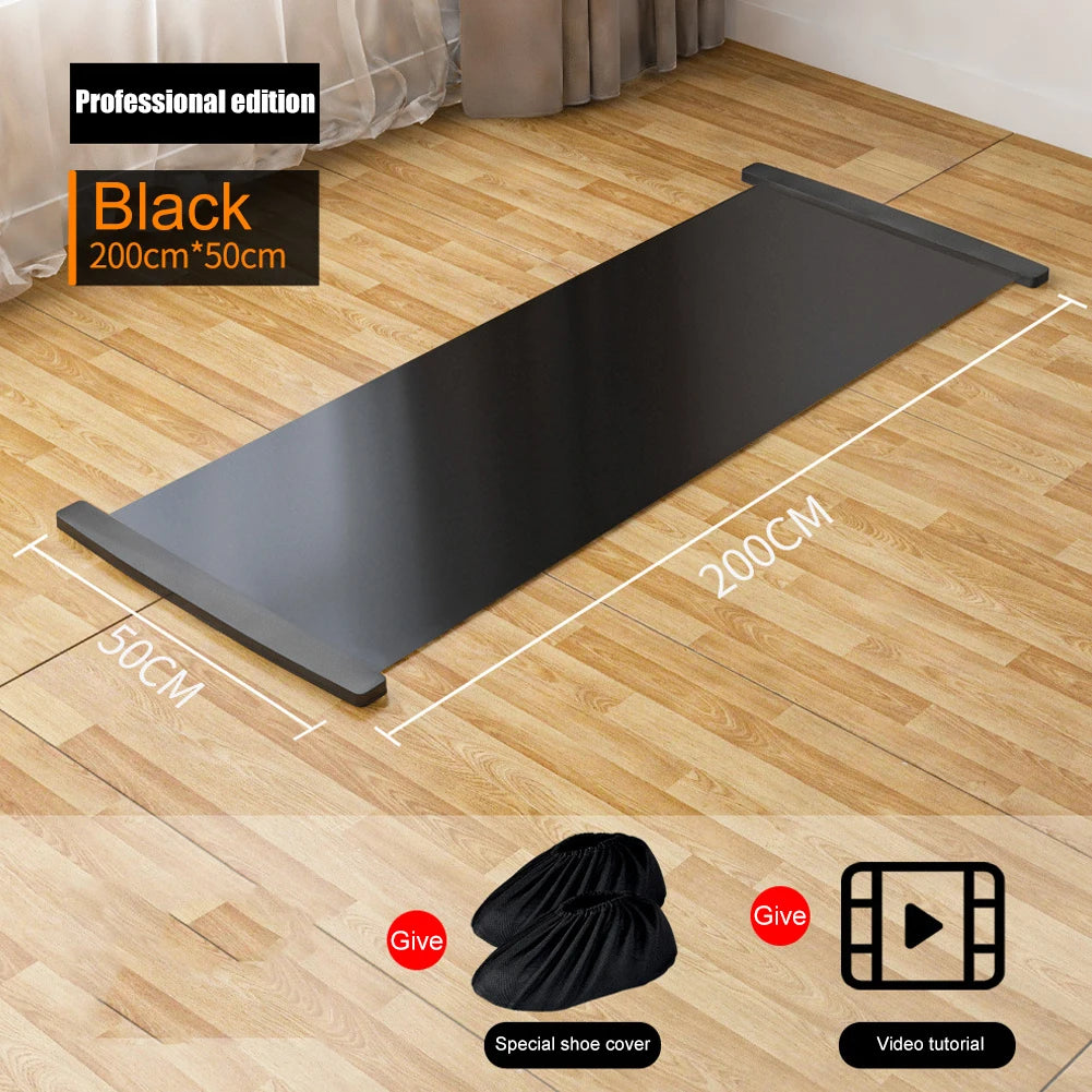 140/180/200CM Yoga Sliding Mat Sport Fitness Glide Pilates Skating Training Board Mat for Ice Hockey Roller Skating Leg Exercise
