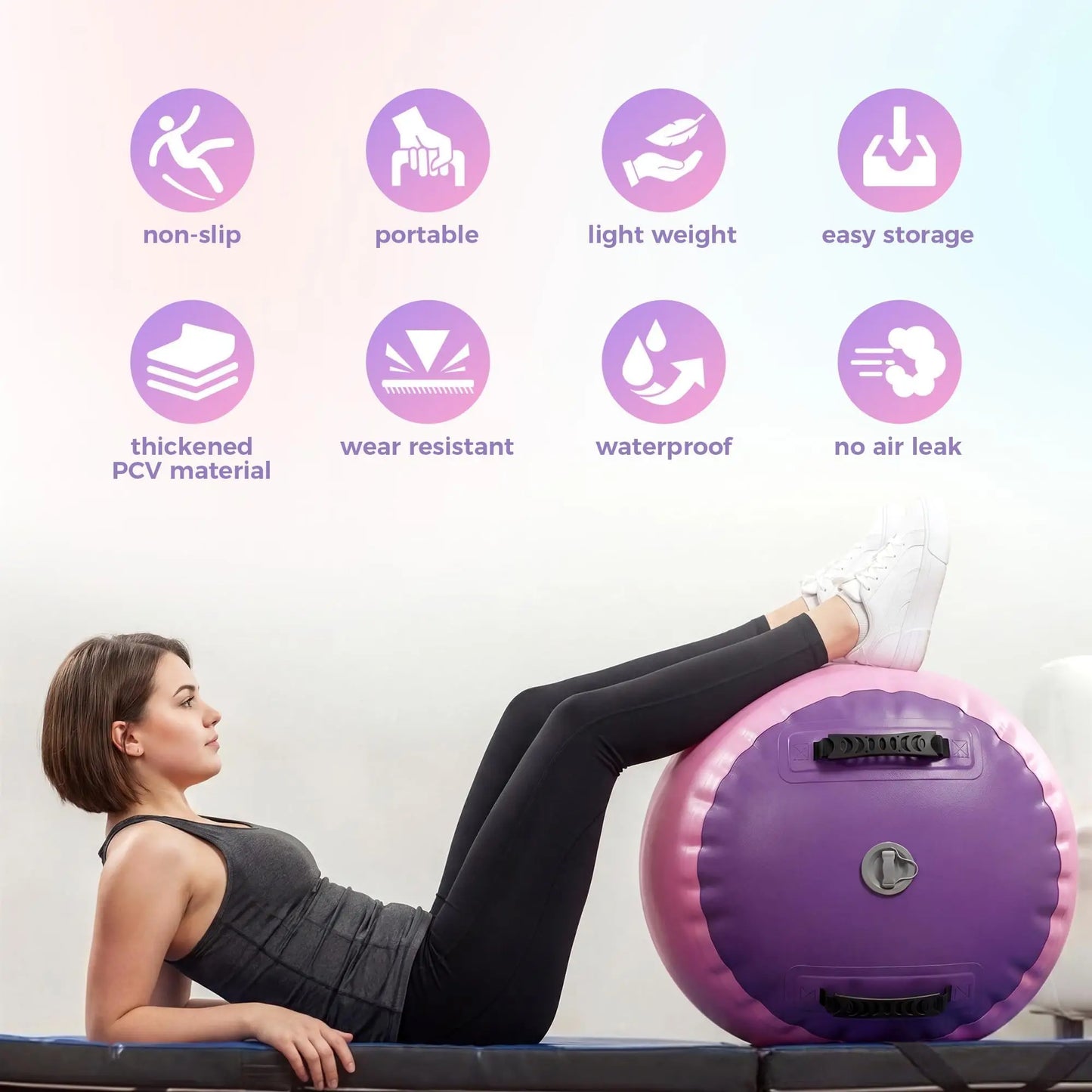 Gymnastics Air Roller Air Barrel Inflatable Tumbling Mat Tumble Track Backhandspring Mat Gymnastic Equipment For Yoga Training Cheerleading Home Use 20In X 20In X 31In