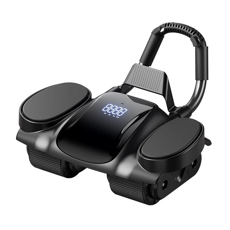 Four-Wheel Ab Roller with Smart Large Screen Digital Display Automatic Rebound Non-Slip Abdominal Muscle Fitness Device