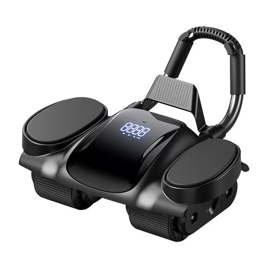 Four-Wheel Ab Roller with Smart Large Screen Digital Display Automatic Rebound Non-Slip Abdominal Muscle Fitness Device
