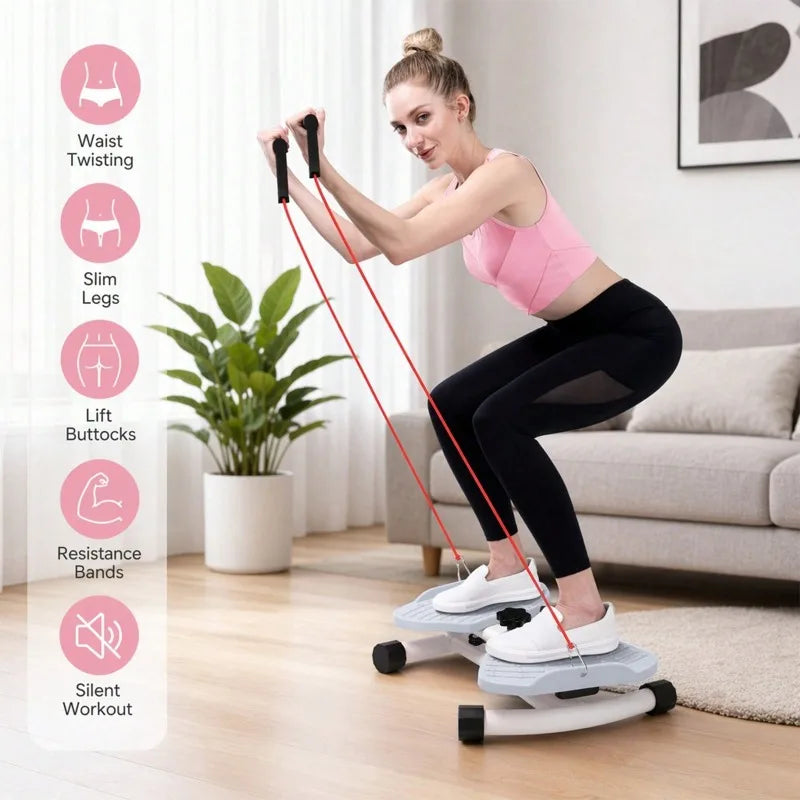 Twist Waist Disc Board with Resistance Bands, Multifunctional Home Fitness Foot‑Twist Exercise Machine, Portable Waist‑Shaping Leg Training Equipment for Indoor Workout