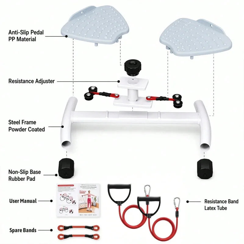 Twist Waist Disc Board with Resistance Bands, Multifunctional Home Fitness Foot‑Twist Exercise Machine, Portable Waist‑Shaping Leg Training Equipment for Indoor Workout