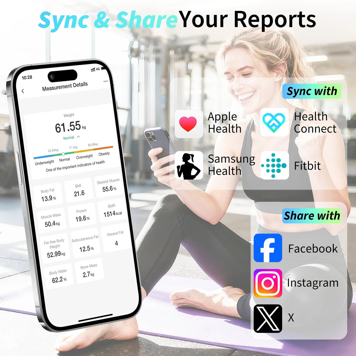 Arboleaf Smart Body Fat Scale, 4-Electrode BIA Digital Bathroom Weight Scale, 14 Body Metrics, 7-in-1 Display, APP Sync, 11×11 Inch