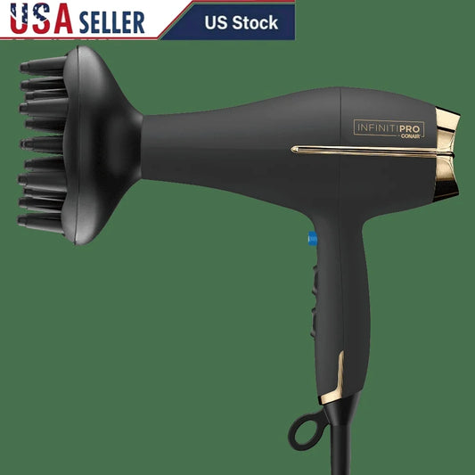 Professional Hair Dryer with Titanium Technology Ionic Anti-Static Diffuser Concentrator No-Slip Grip True Cold Shot Smooth