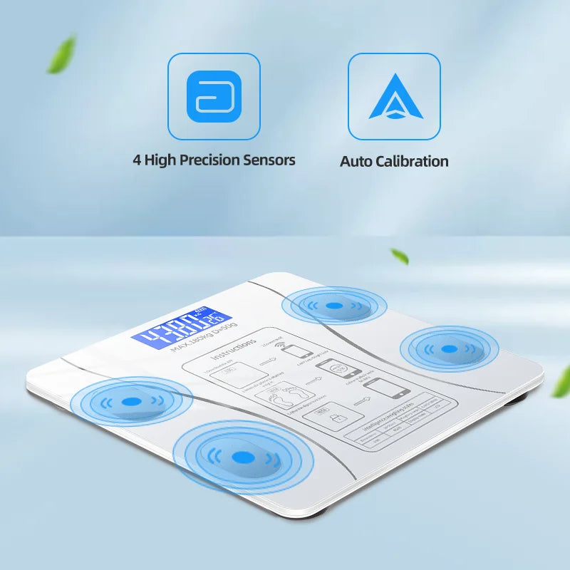 Smart Body Fat Scale Wireless LED Digital Bathroom Weight Scale Body Composition Analyzer Testing Scale