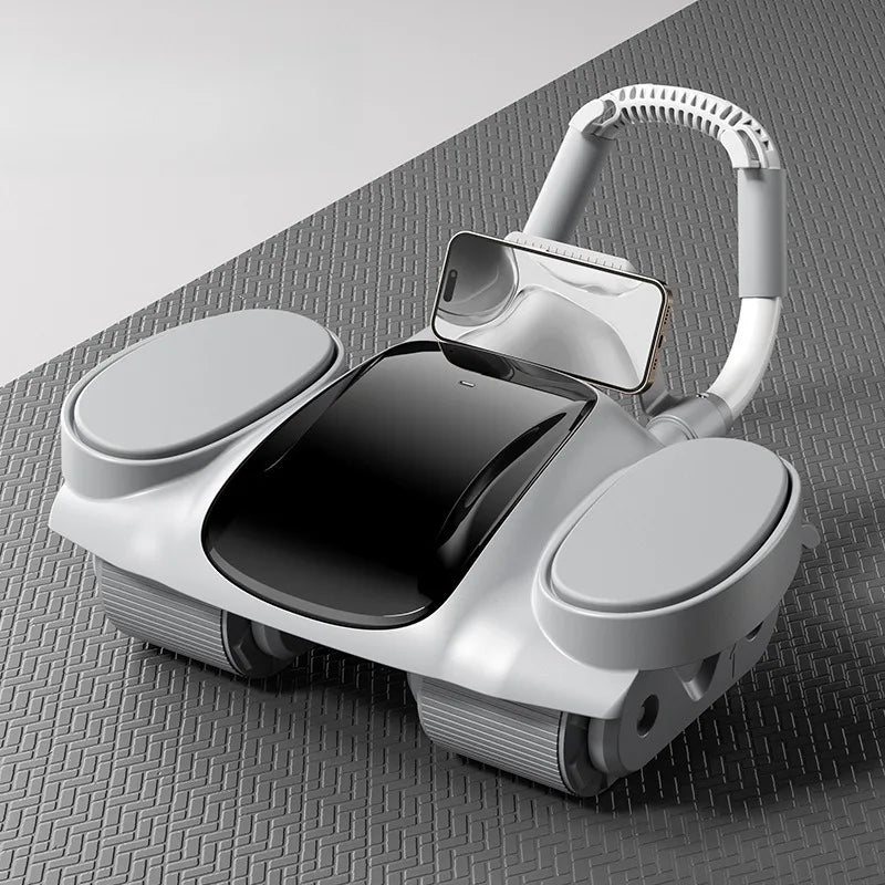 Four-Wheel Ab Roller with Smart Large Screen Digital Display Automatic Rebound Non-Slip Abdominal Muscle Fitness Device